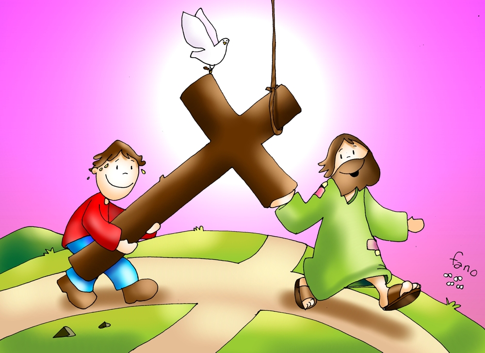 Resultado de imagen para imagen de fano niño y jesus cargando la cruz
